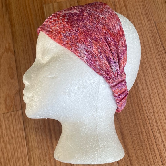 Missoni Pink Orange Zigzag Chevron Stretch Knit Wide Headband EUC One Size - Picture 4 of 9